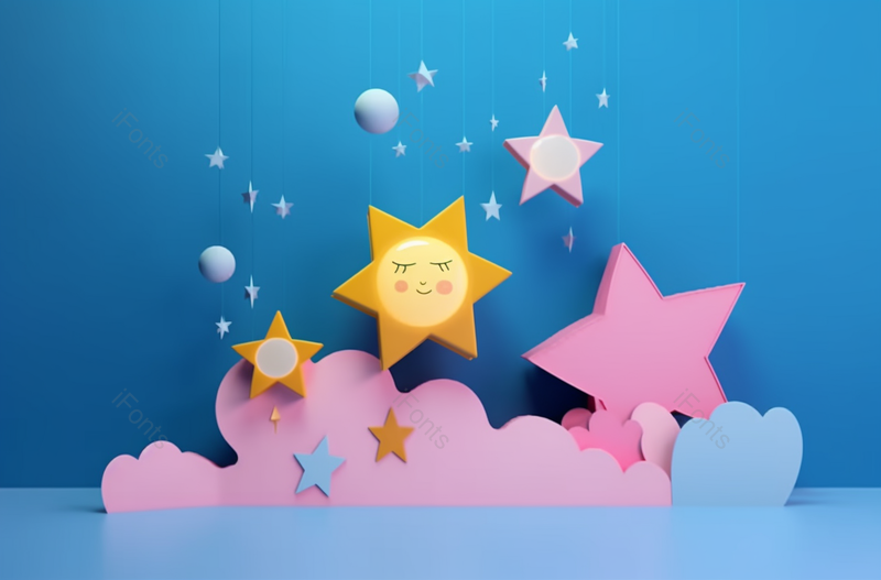 蓝色渐变空间立体图形展示空间,插画/手绘图,插画/手绘图库,插画/手绘图下载,插画/手绘